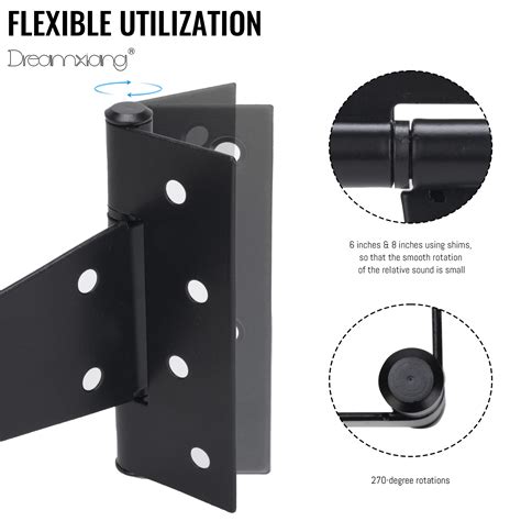 Snapklik.com : 10 Inch T-Strap Gate Hinges, Heavy Duty Shed Barn Door Hinges, Black Tee Hinges ...