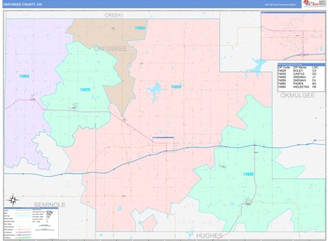 Okfuskee County, OK Wall Map Color Cast Style by MarketMAPS - MapSales.com