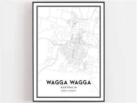 Wagga Wagga Map Print Wagga Wagga Map Poster Wall Art Wagga - Etsy