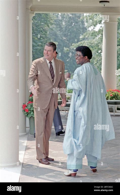 8/17/1982 President Reagan with Chairman of Liberia Samuel Doe on the ...