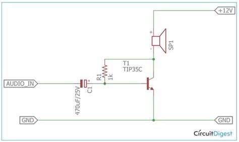 12V Audio Power Amplifier using TIP35C – Class A Amplifier | Power ...