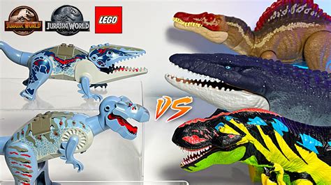 LEGO Dinosaurs VS Jurassic World! MATTEL T-Rex Spinosaurus Mosasaurus ...