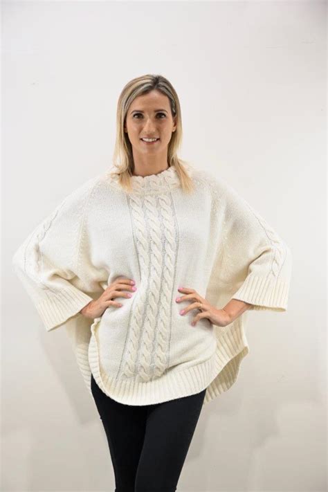 Cable Knit Poncho – Cream - Milano Designer Knitwear