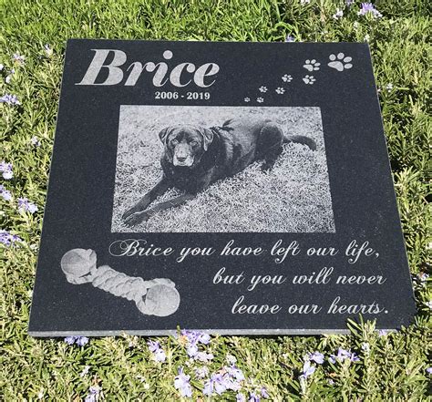 Custom Design 12x12 Engraved Granite Pet Memorial Garden Stone, Personalized with custom quote ...