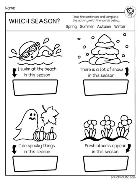 The four seasons of the year kindergarten activity packet