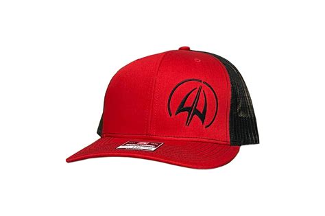 Black Symbol Red Trucker Hat – Alpha Customs