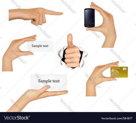 Hands holding objects Royalty Free Vector Image