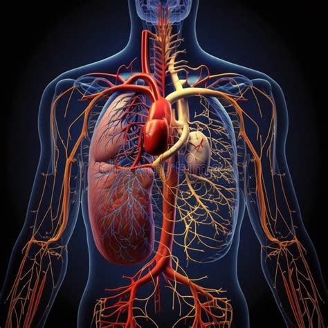 An Anatomical Diagram of the Human Circulatory System, Highlighting the ...