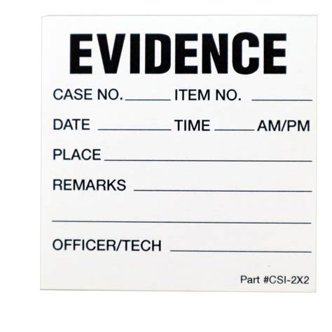 2 x 2 Evidence Labels - Crime Scene Forensic Supply Store