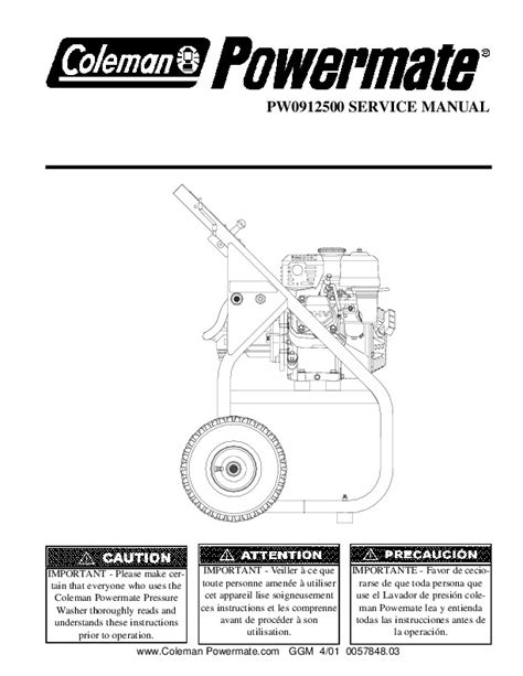 Coleman Powermate PW0912500 Generator Service Manual