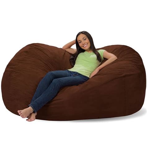 Comfy Sacks 6 ft Lounger Memory Foam Bean Bag Chair, Mocha Cords | Bean ...