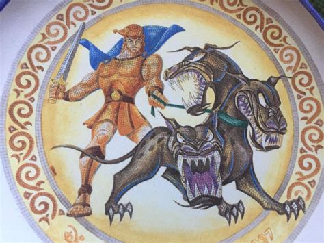 RARE 1997 DISNEY HERCULES CERBERUS 8" MOSAIC CERAMIC PLATE | #1872183349