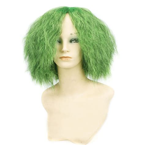 Costume Cosplay Green Curly Wig Clown Heat Synthetic Hair Men Wig+Wig Cap Props