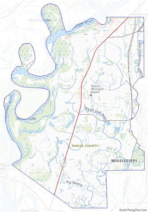 Map of Tunica County, Mississippi