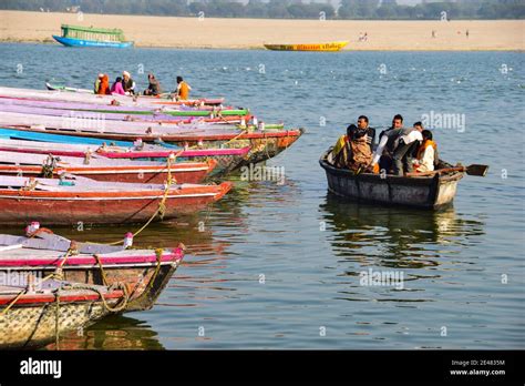 Boats on the Ganges River, Varanasi, India Stock Photo - Alamy