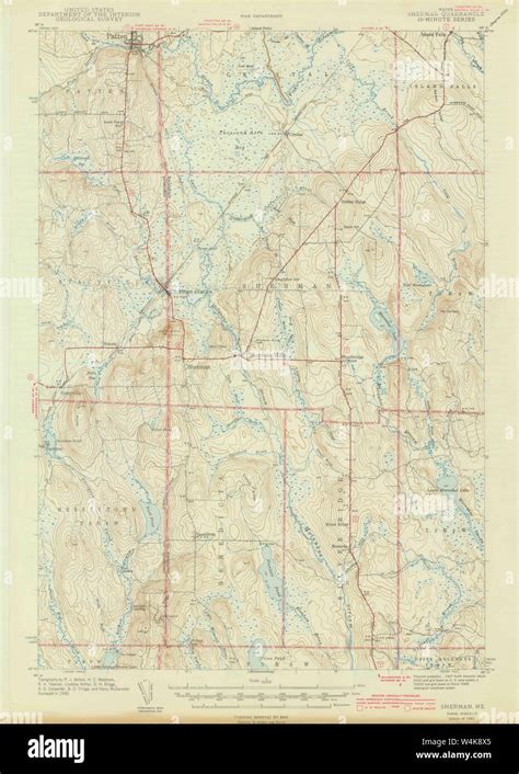 Maine USGS Historical Map Sherman 306776 1942 62500 Restoration Stock Photo - Alamy