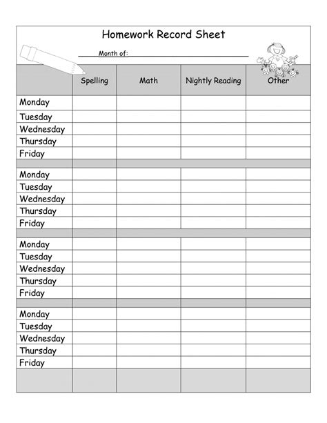 Daily Homework Checklist Template Printable Weekly For Teachers Pdf ...