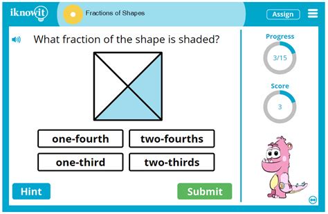 Fractions of Shapes - Math Practice