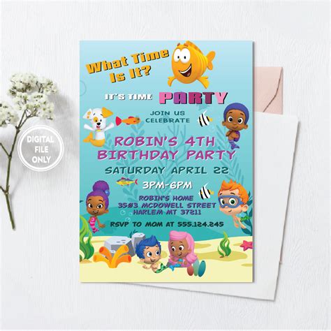 Personalized File Bubble Guppies Birthday Invitations | Prin - Inspire Uplift