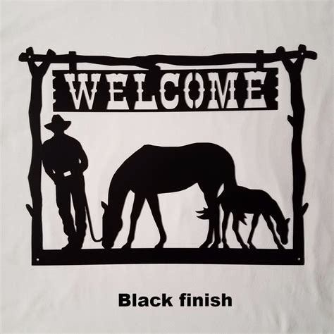 Metal art Cowboy Welcome sign silhouette | Metal art wall hangings – HORSEFLY METAL WORKS LLC