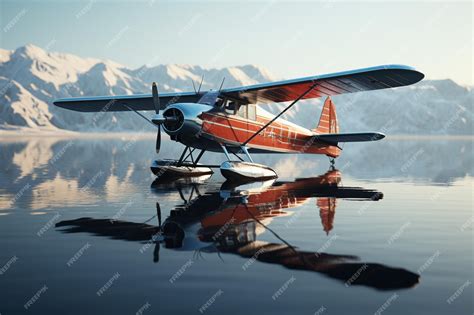 Premium AI Image | The gleaming reflection of an amphibious plane on ...