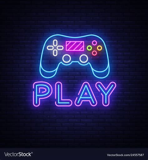 Gaming neon sign play design template neon Vector Image