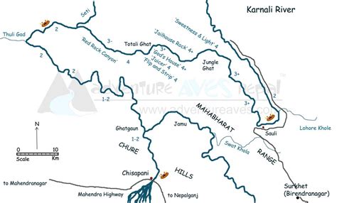 Rafting Route in Nepal With Map