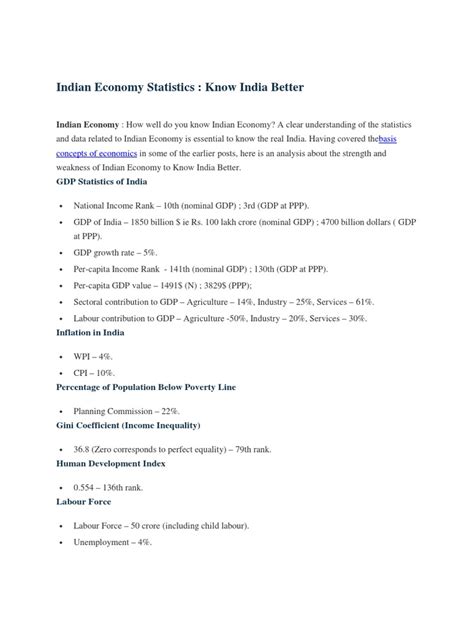 Indian Economy Statistics Know India Better | PDF | Economy Of India ...