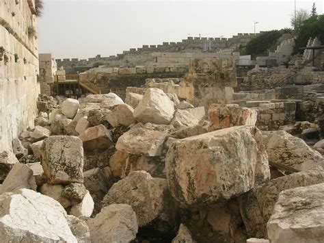 Stones from the destructed in 70 CE Western Wall of the Temple Mount. Jerusalem, Archaeological ...