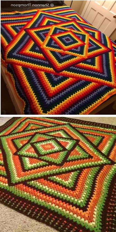 12 Ideas for Kaleidoscope Crochet Granny Blankets