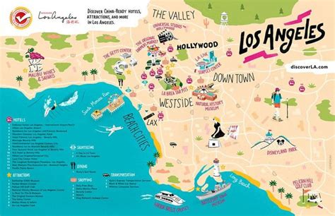 Los Angeles tourist attractions map - Map of LA tourist attractions ...