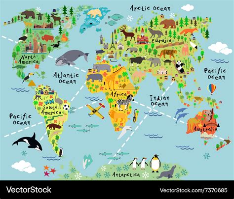 Cartoon world map Royalty Free Vector Image - VectorStock