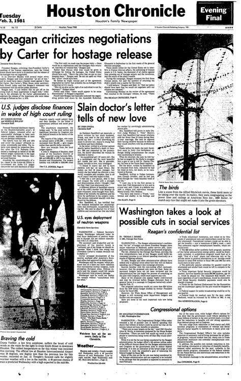 Houston Chronicle Page One: Feb. 3, 1981