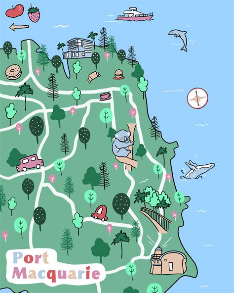 Port Macquarie Map — Megan McKean │ Australian designer, illustrator ...