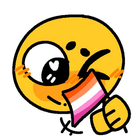 Custom Discord Emojis on Tumblr: Shy, happy, blushy emoji, waving the lesbian flag! Requested by ...