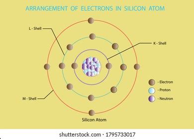 Vector Diagram Arrangement Electrons Silicon Atom Stock Vector (Royalty ...