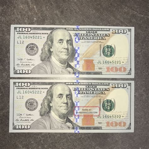 $100 Dollar Star Serial Number 2009 Series Note One Hundred Bill Currency Consec