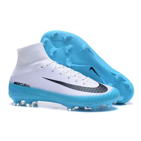 New Nike Mercurial Superfly 5 FG Firm Ground Soccer Cleats - White Blue ...