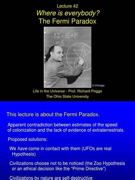 Lecture 42 The Fermi Paradox | PDF | Astronomy | Outer Space