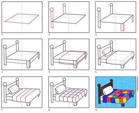 Easy How to Draw a Bed Tutorial and Bed Coloring Page | Drawing for kids, Kids art projects ...