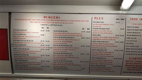 Menu at The Canadian Charcoal Pit fast food, Altrincham, 6 Church St