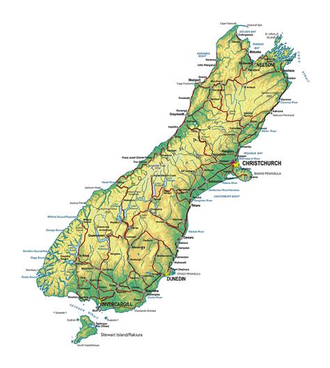 Detailed map of South Island, New Zealand with other marks | New ...