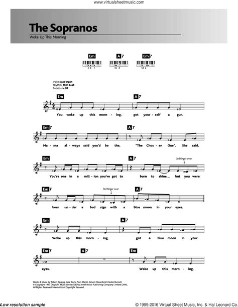 3 - Woke Up This Morning (Theme from The Sopranos) sheet music (intermediate) for piano solo ...