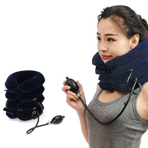 4 Layer Inflatable Pillow Neck Support Neck Headache Pain Traction Support Device Travel Hunting ...