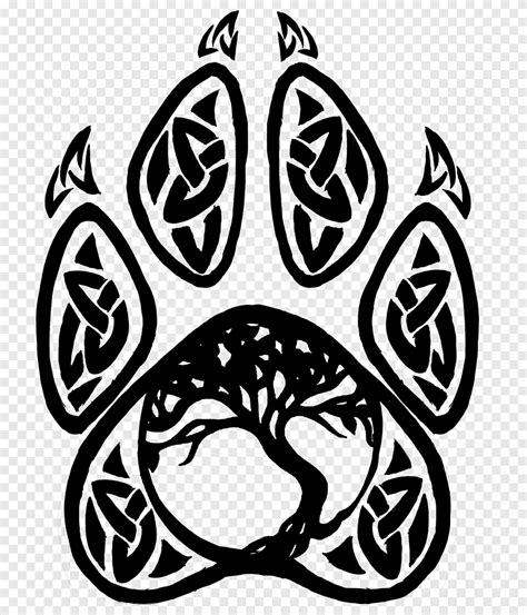 Celts Tree of life Celtic knot Celtic sacred trees World tree, Puppy Paw, paw, monochrome png ...