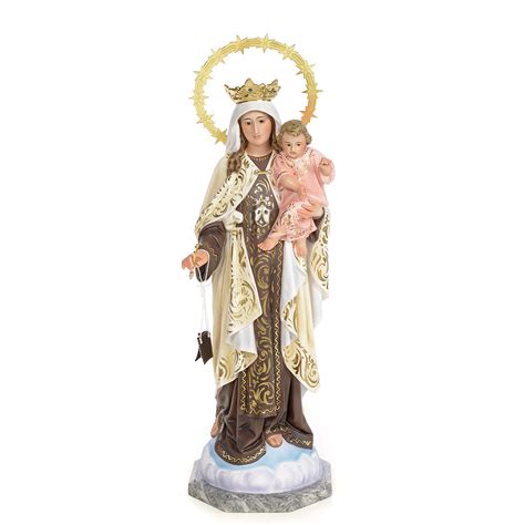 Our Lady of Mount Carmel statue 50cm, wood paste, elegant decora | online sales on HOLYART.com