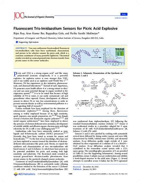 (PDF) Fluorescent Tris-Imidazolium Sensors for Picric Acid Explosive | ARUN KUMAR BAR - Academia.edu