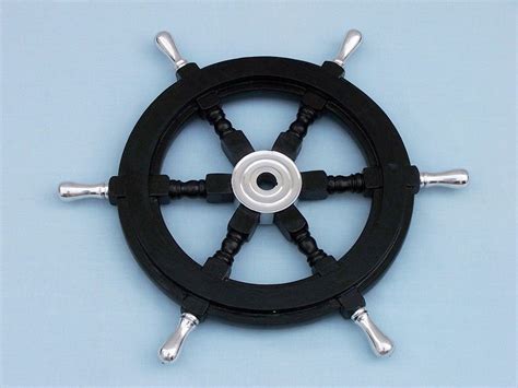 Buy Wood and Chrome Black Pirate Ship Wheel 18 Inch with Chrome Spokes