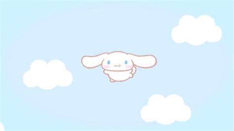 a cartoon sheep flying through the air with clouds in the sky behind it on a sunny day