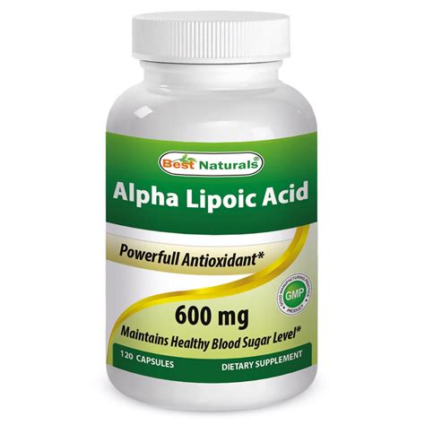 Best Naturals Alpha Lipoic Acid Blood Sugar Management, Dietary Supplements, 600 mg, 120 ...